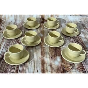 FIESTA Ivory Fiestaware Homer Laughlin Tea Cups and Saucers Set Of 8 Ivory Nice!